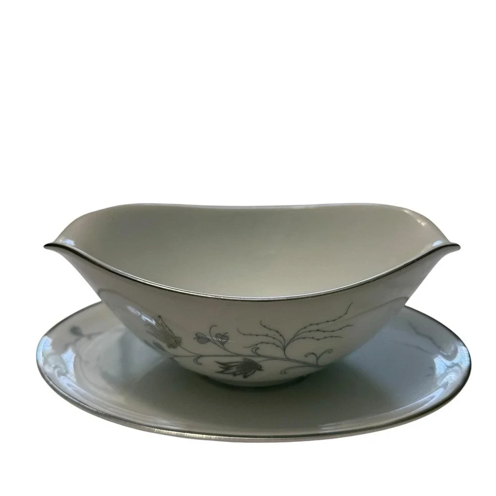 Eschenbach Baronet Silver Arbor Gravy Boat Underplate Bavaria Germany Vintage
